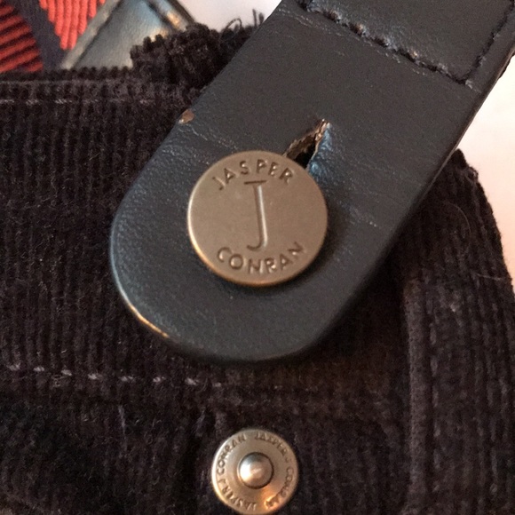 Jasper Conran British black corduroy lined pants with detachable suspenders - Picture 4 of 8